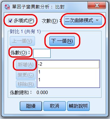 比對 Contrast  檢定與趨勢分析