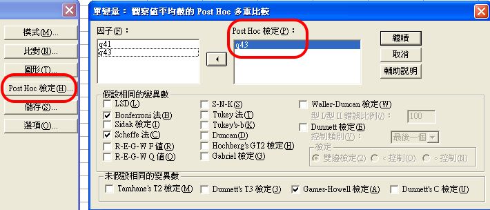 Post Hoc檢定：事後多重比較